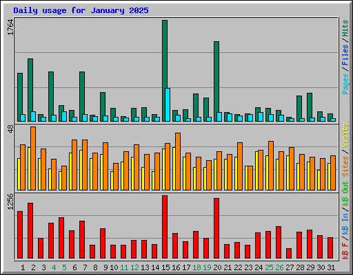 Daily usage for January 2025