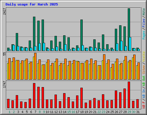 Daily usage for March 2025